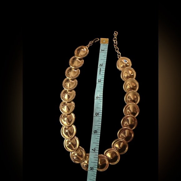 Vintage Monet Signed Gold Tone Disc Collar 80s Runway Style Statement Necklace - Picture 4 of 8